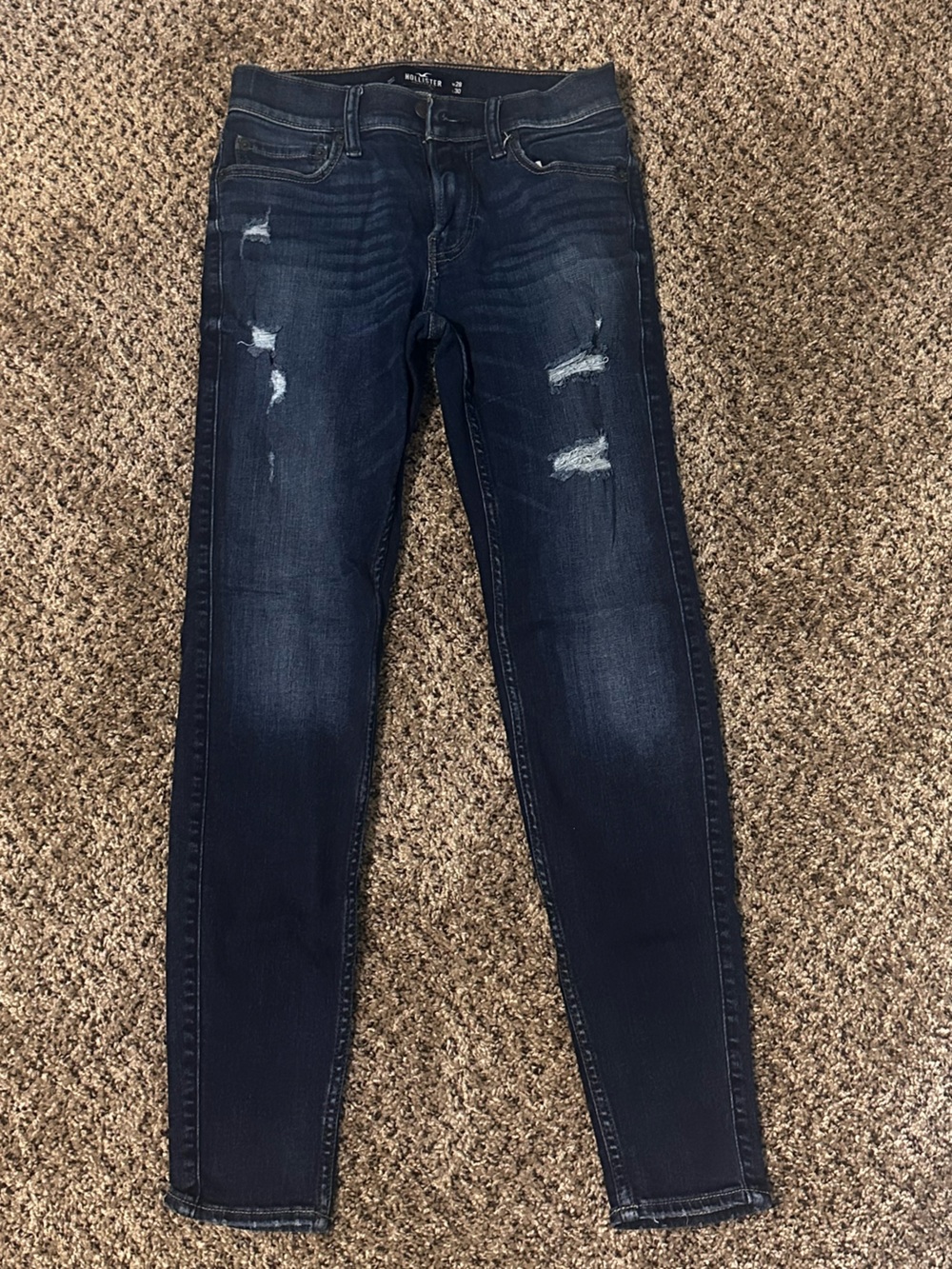 Hollister Super Skinny Distressed Jeans Dark Wash W28 L30 Advanced Stretch